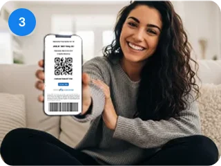 female showing her phone with an escript from telehealth